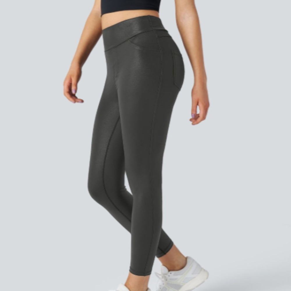 Softlyzero™ Faux Leather High Waisted Leggings Shiny Dusk